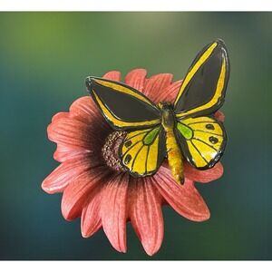 Big Sky Carvers Yellow‎ Quinceanera Butterfly Flower Figurine Stone Resin Orange